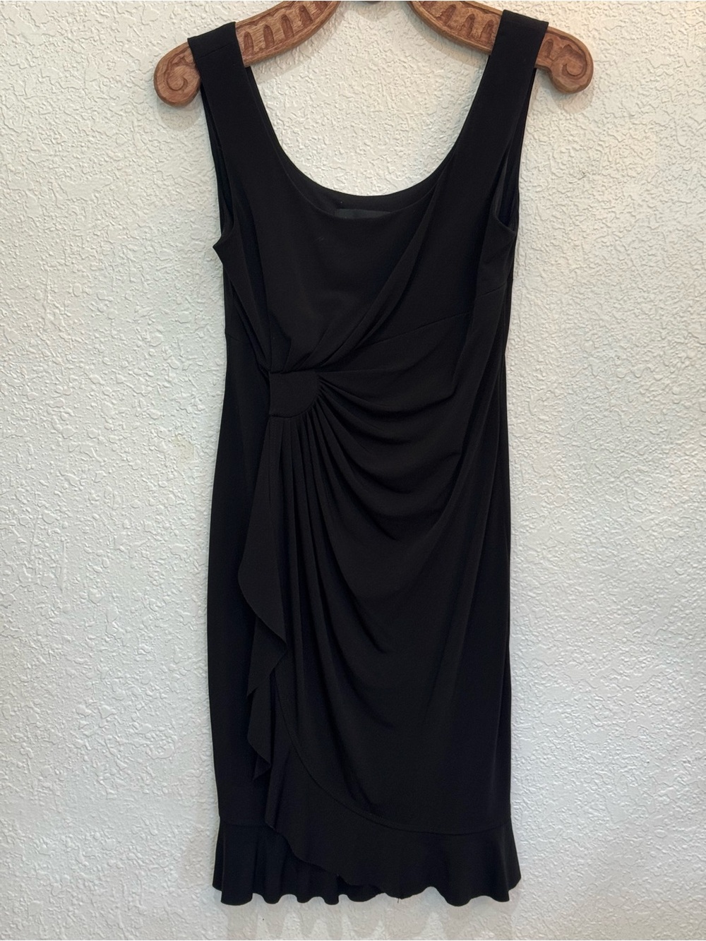 Connected Apparel Black Draped Cocktail Dress Size 8